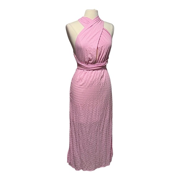 Fortunate One Choose You Pink Reverse Multi Style Midi Dress Size Small NWT - Picture 5 of 12